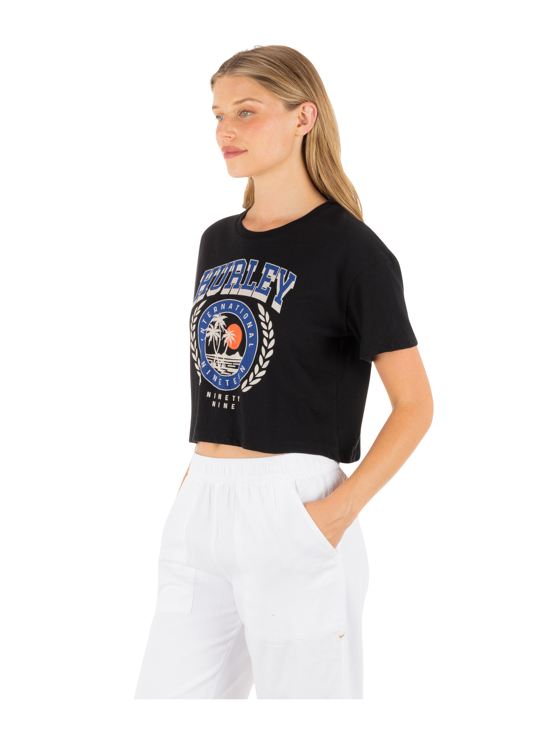 Academy Boxy Crop Tee in Black