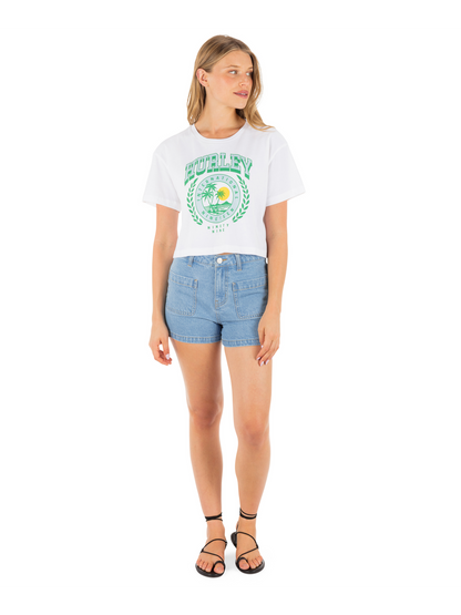 Academy Boxy Crop Tee in White
