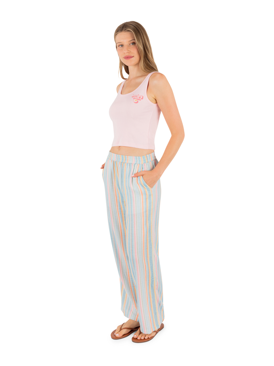 Groovy Scoop Crop Tank in Sunrise Pink