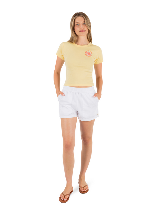 Hibiscus Stamp Baby Tee in Golden Haze