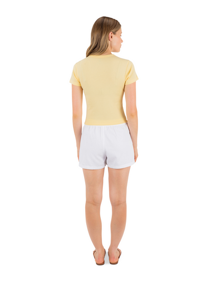 Hibiscus Stamp Baby Tee in Golden Haze