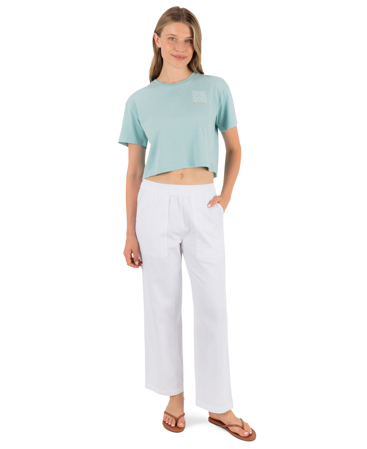 Quadrant Boxy Crop Tee in Canal Blue