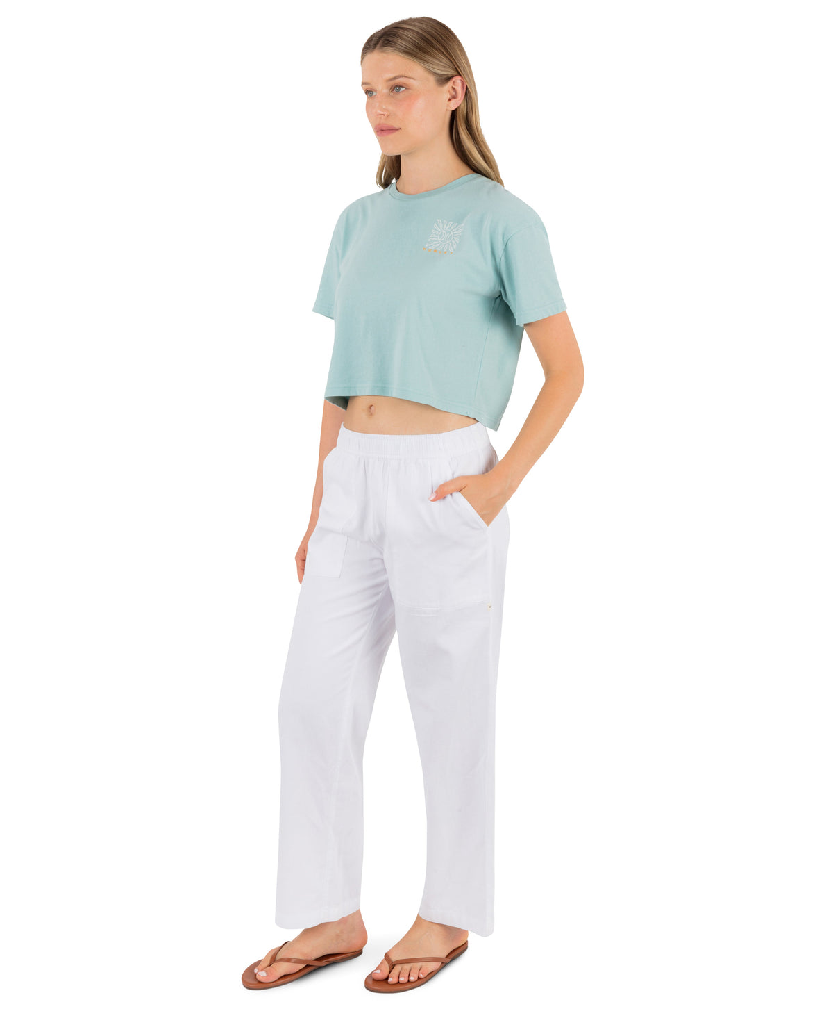 Quadrant Boxy Crop Tee in Canal Blue