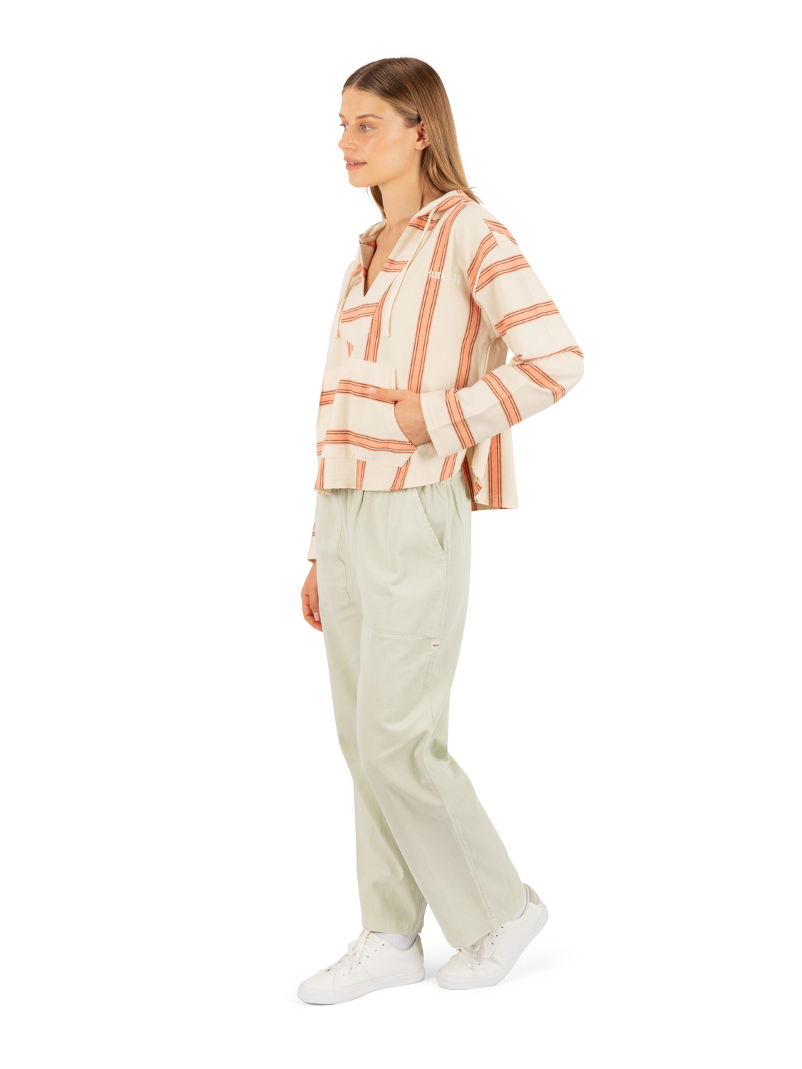 Endless Stripe Baja Fleece in Papaya Punch