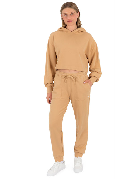 Stowe Crop Hoodie in Tan