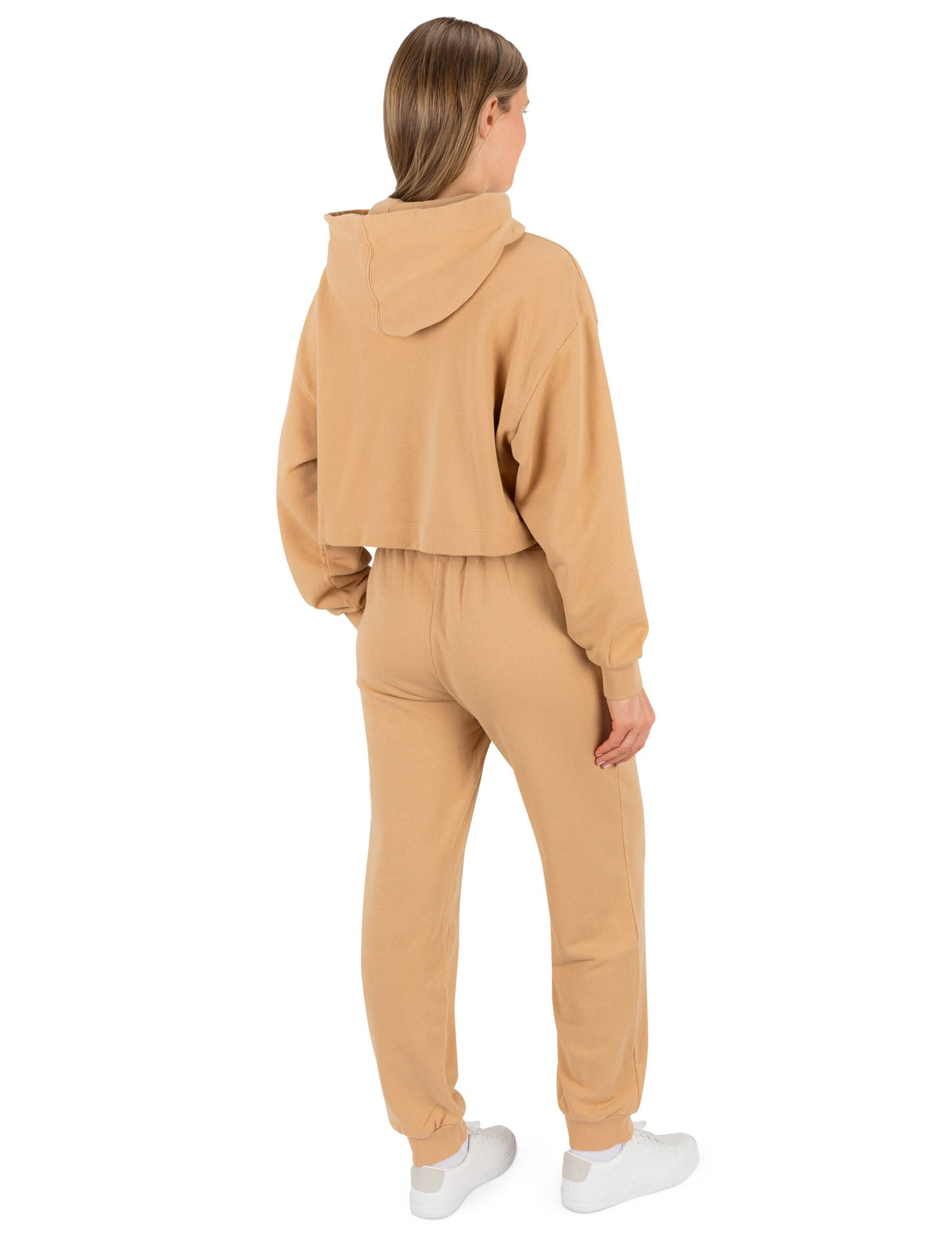 Stowe Crop Hoodie in Tan