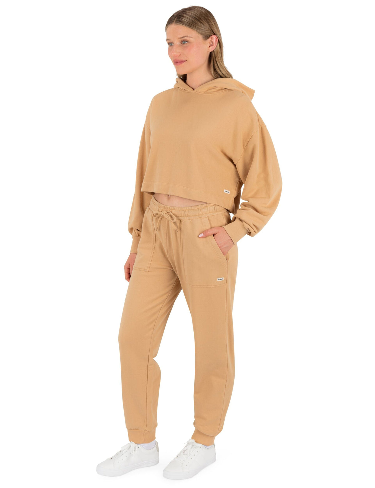 Stowe Crop Hoodie in Tan
