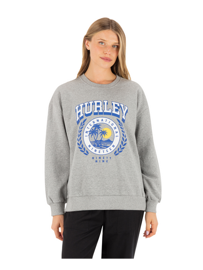 Academy Oversized Crew in Grey Heather
