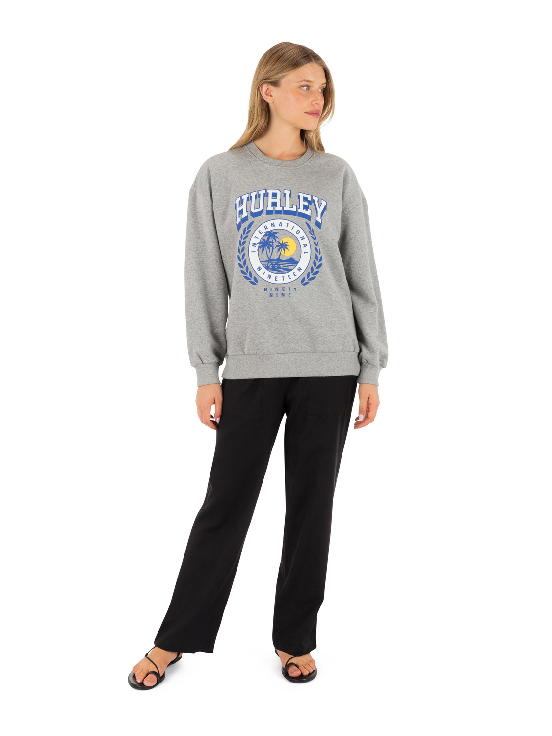 Academy Oversized Crew in Grey Heather