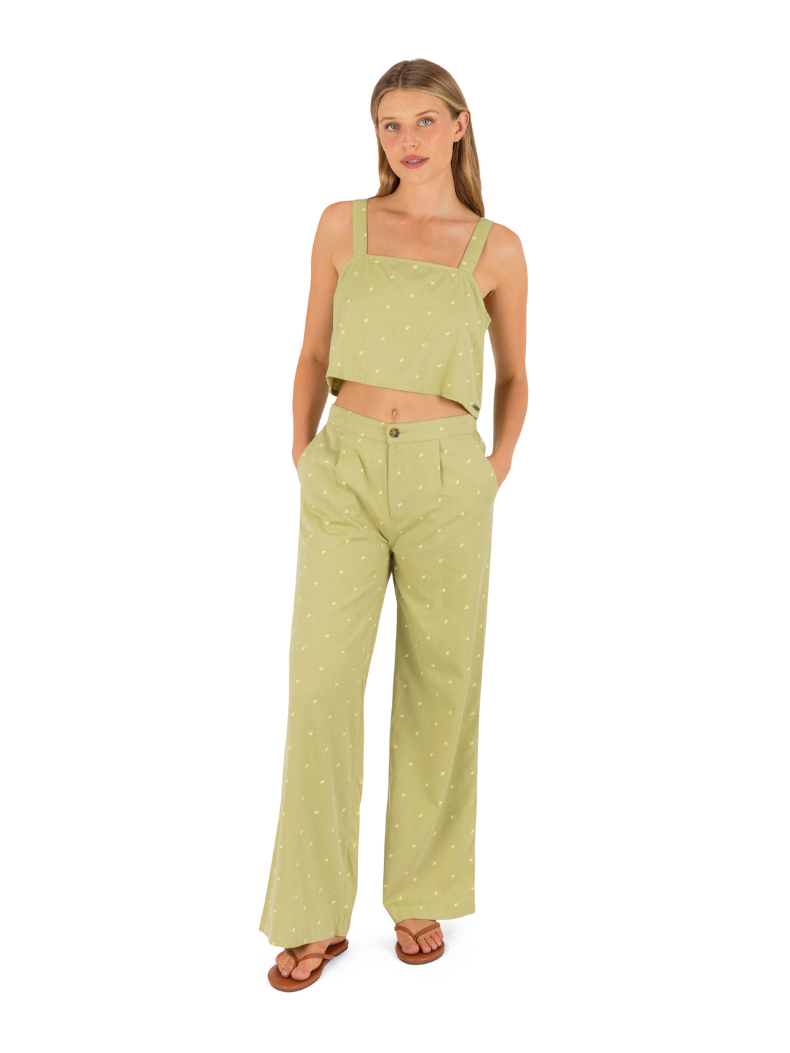 Wavy Dot Pant in Fern