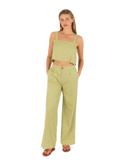Wavy Dot Pant in Fern