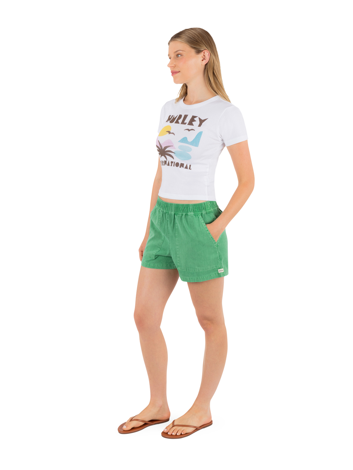 Wavy Days Short in Spring Green
