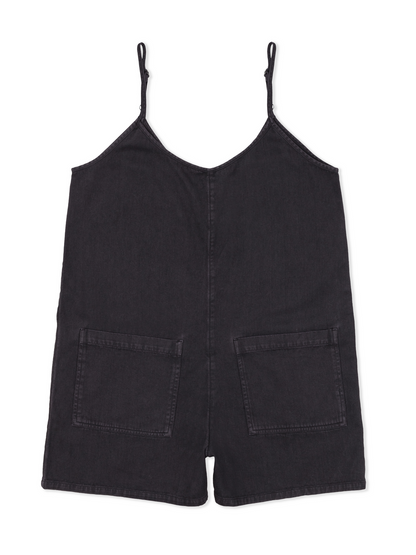 Wavy Days Romper in Off Black