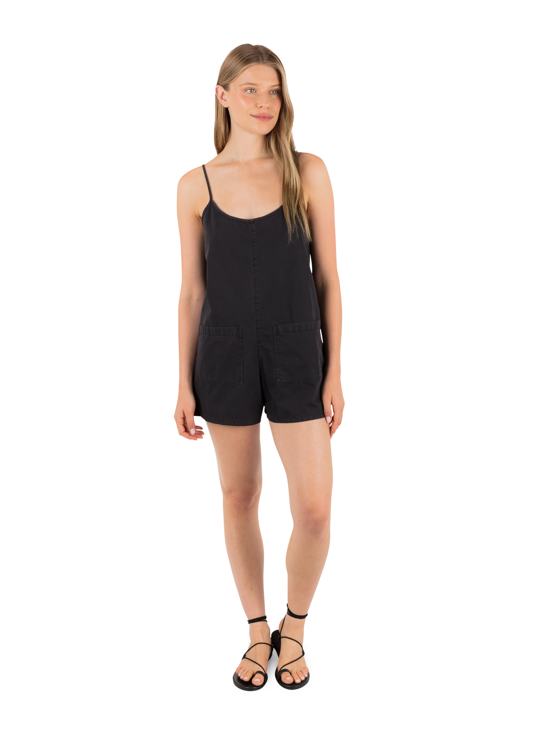 Wavy Days Romper in Off Black