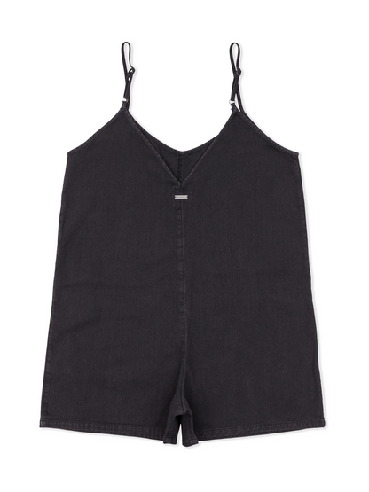 Wavy Days Romper in Off Black