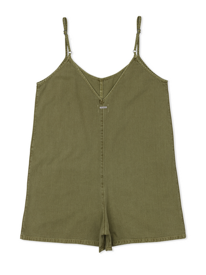 Wavy Days Romper in Vintage Moss