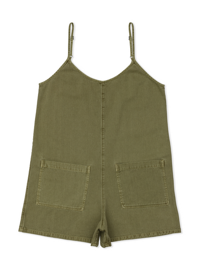 Wavy Days Romper in Vintage Moss