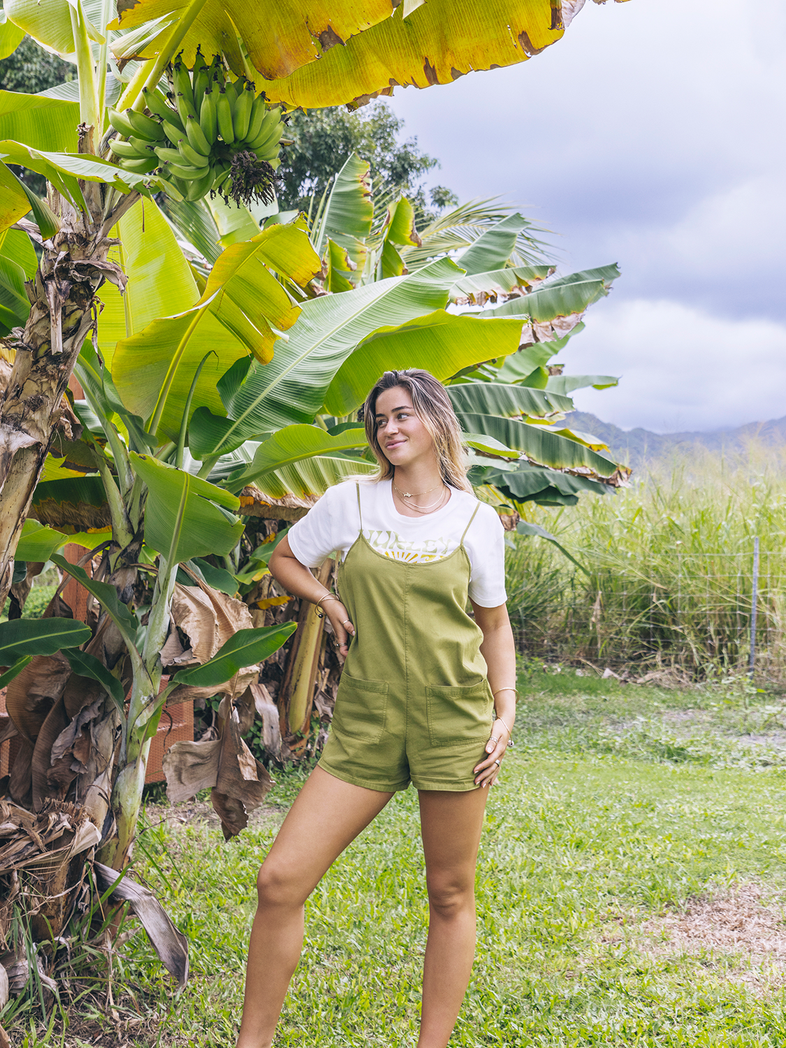 Wavy Days Romper in Vintage Moss