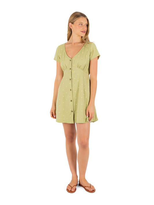 Wavy Dot Dress in Fern