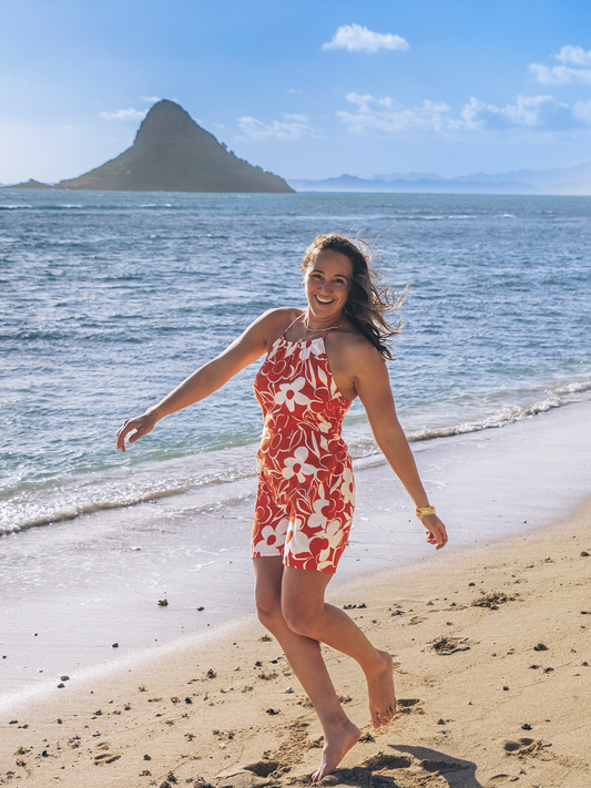 Daisy Floral Dress in Terracotta