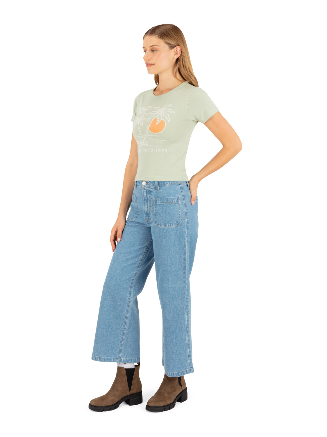 Summer Shoreline Baby Tee in Seafoam