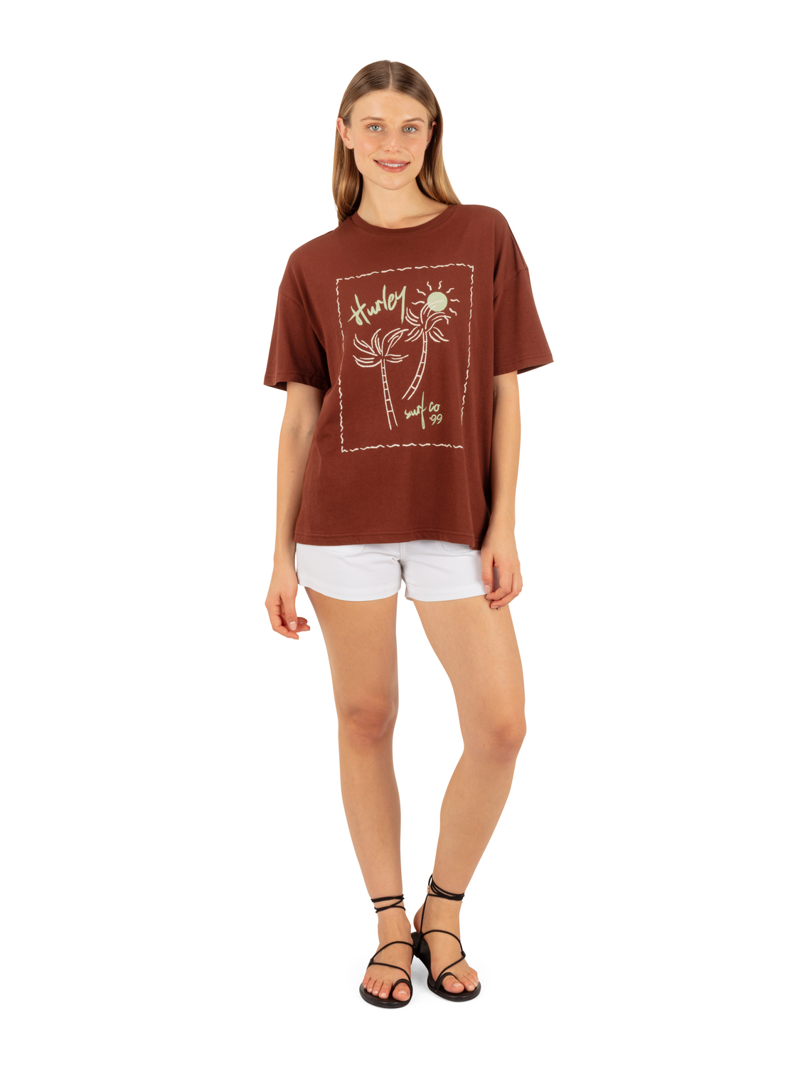 Vintage Postcard Boyfriend Tee in Cappucino