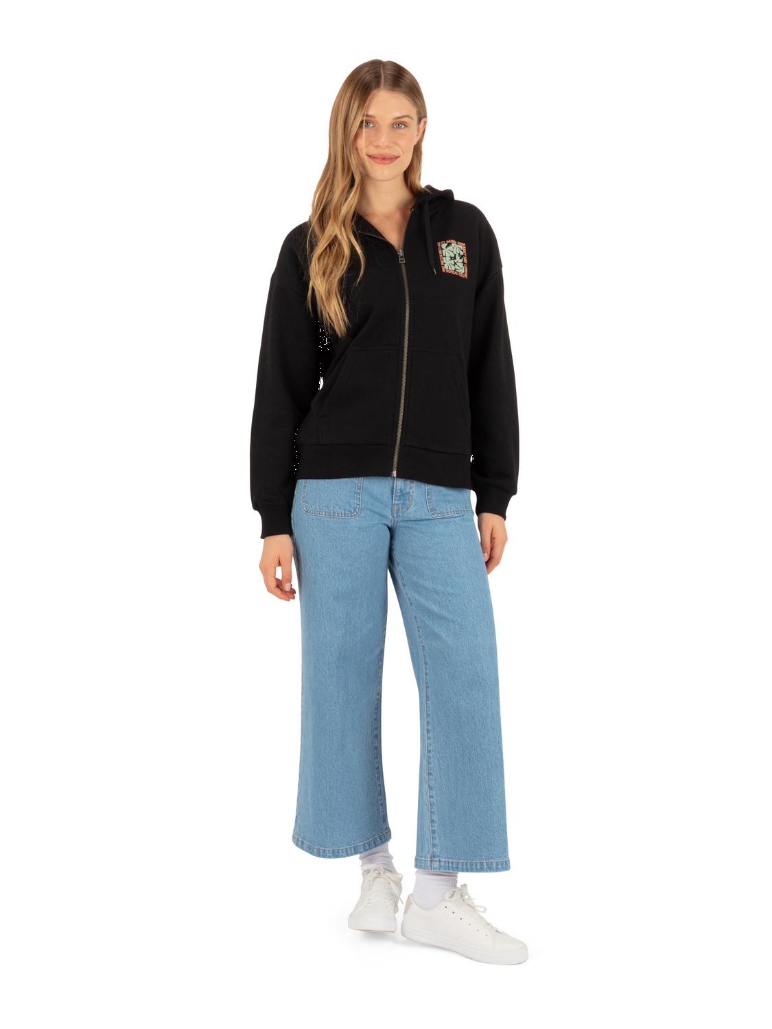 Hawaiian Kisses Zip Hoodie in Black