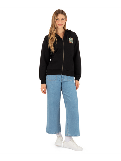 Hawaiian Kisses Zip Hoodie in Black