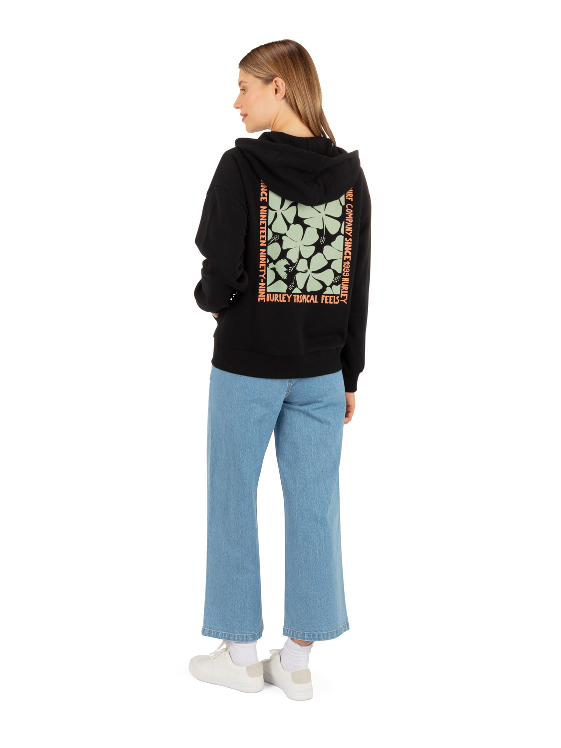 Hawaiian Kisses Zip Hoodie in Black