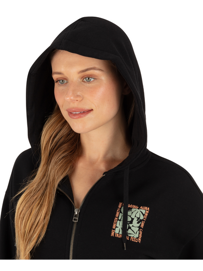 Hawaiian Kisses Zip Hoodie in Black
