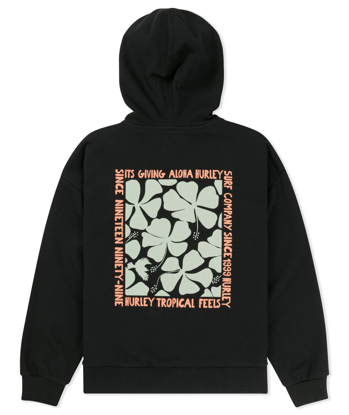 Hawaiian Kisses Zip Hoodie in Black