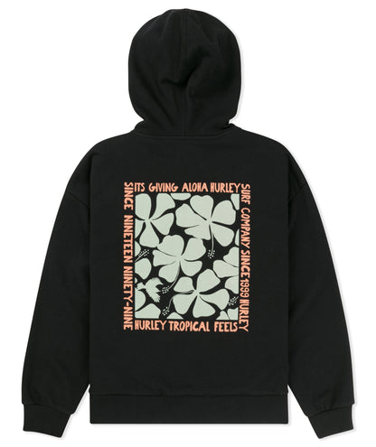 Hawaiian Kisses Zip Hoodie in Black