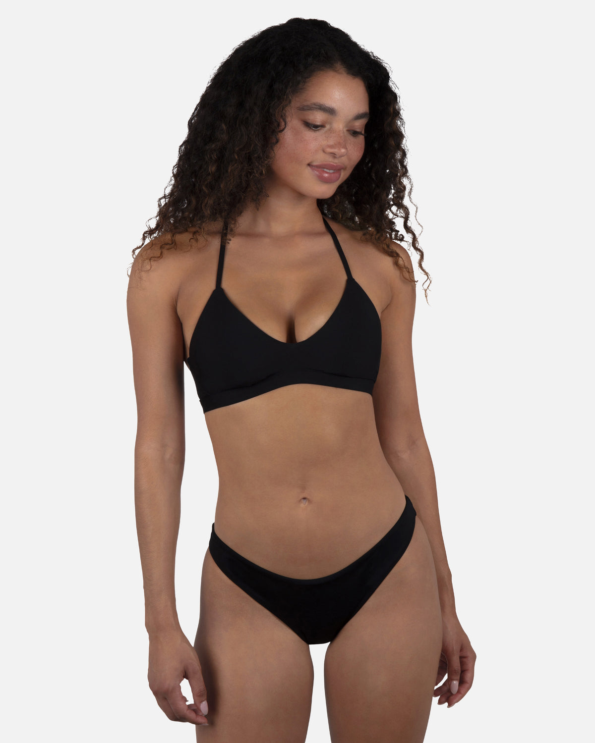 Solid Moderate Bikini Bottom in Black