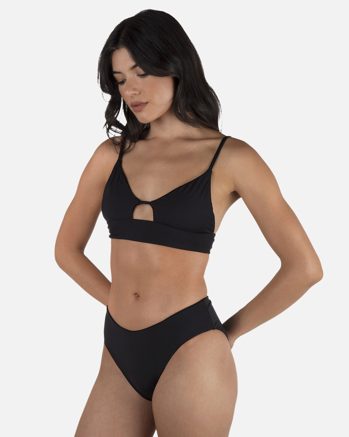 Solid Full Bikini Bottom in Black
