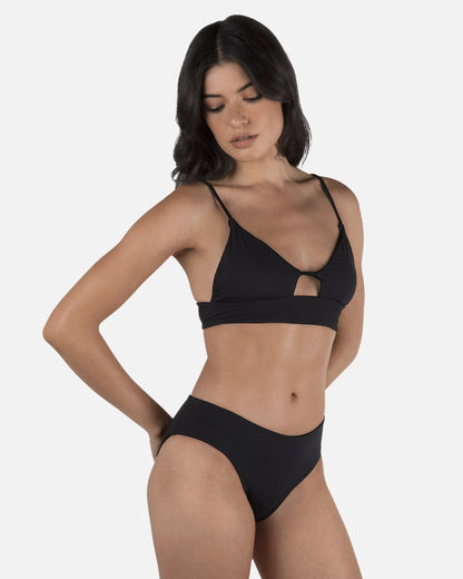 Solid Full Bikini Bottom in Black