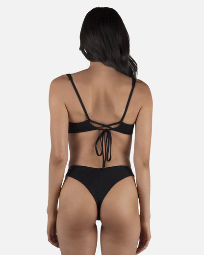 Solid V Front Skimpy in Black