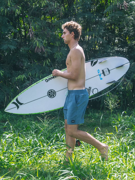 Phantom Eco Slub Lined Volley Boardshort 17" in Grey Teal