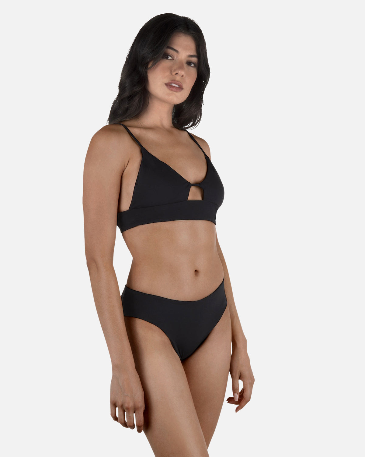 Solid Bralette Bikini Top in Black