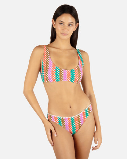 Printed Stripe Crochet Scrunch Bralette in Orchid