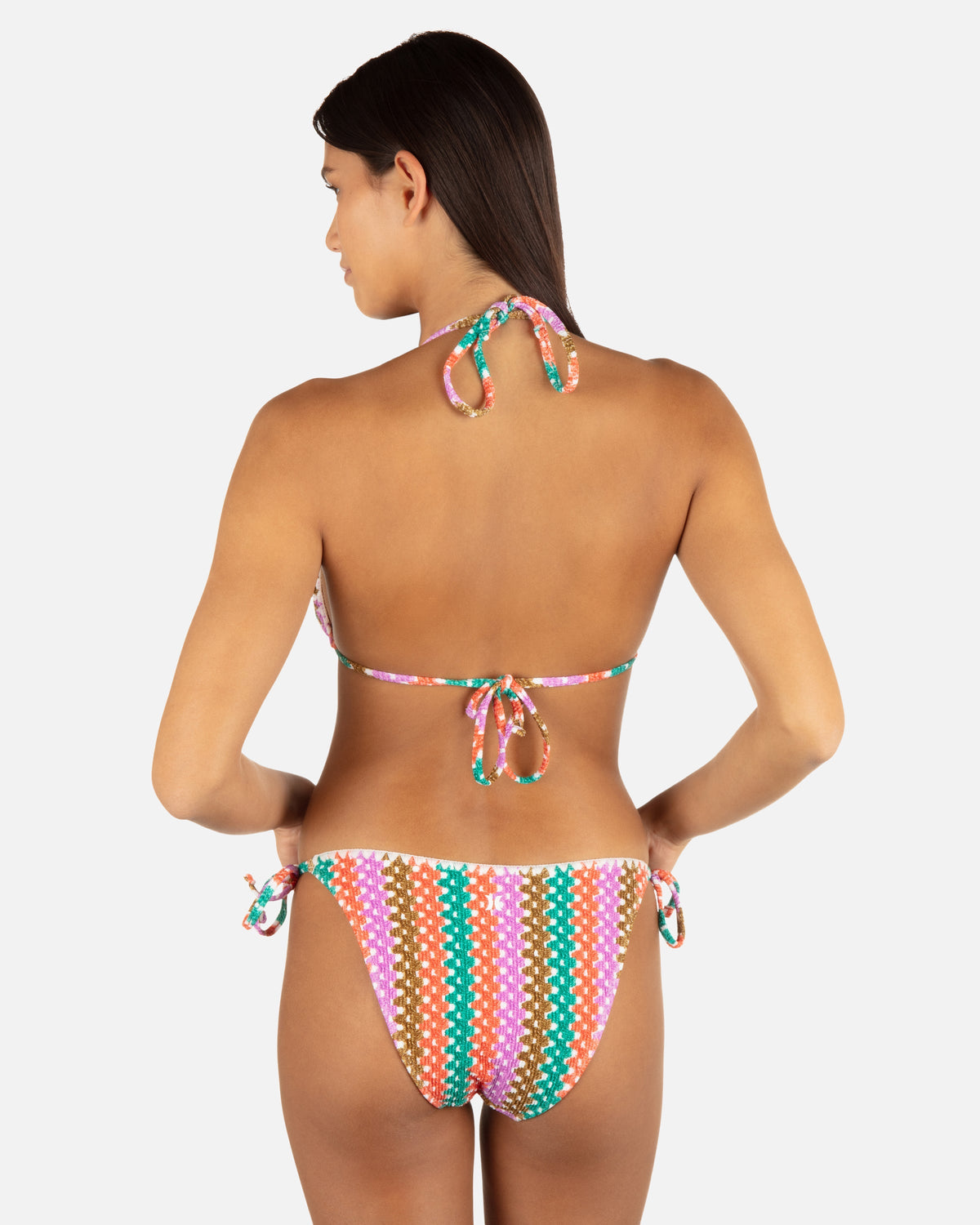 Printed Stripe Crochet Scrunch Classic Tri Top in Orchid