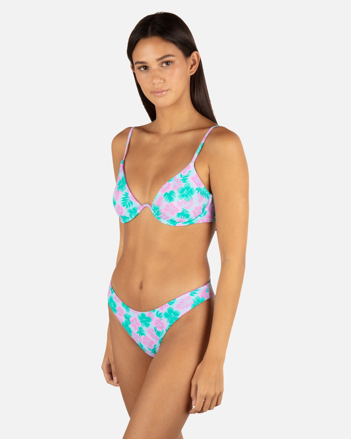Lani Floral Underwire Bra in Teal