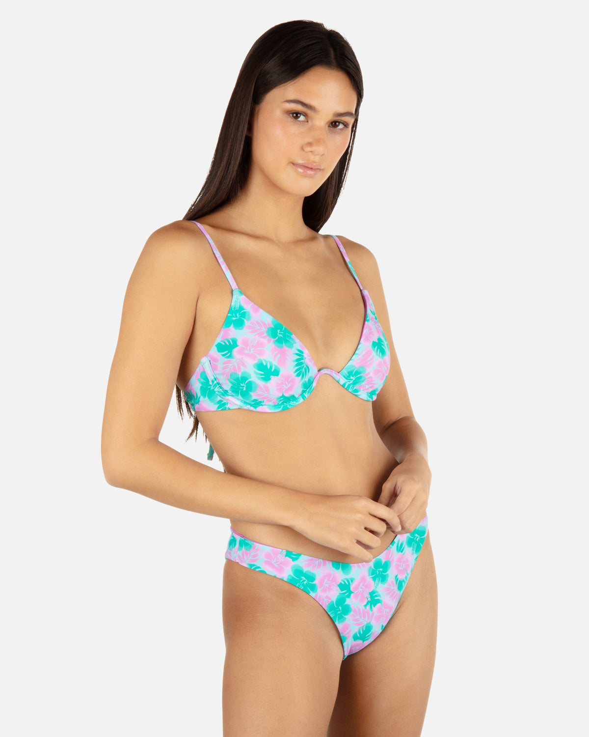 Lani Floral Underwire Bra in Teal