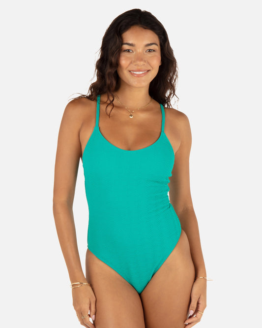 Wave Scrunch Moderate One Piece in Teal