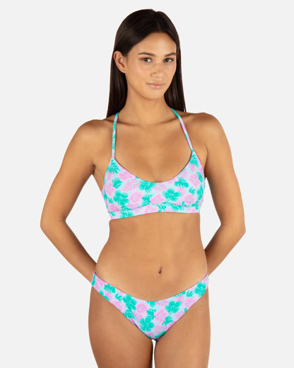 Lani Floral Adjustable Bikini Top in Teal