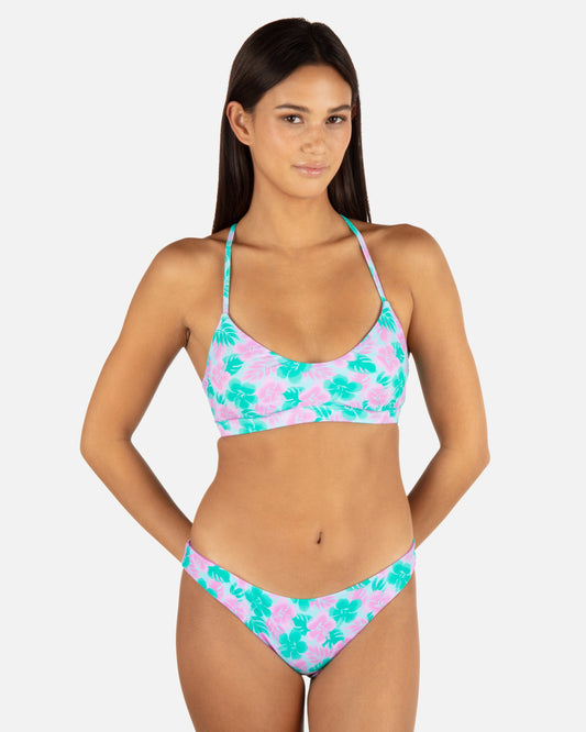 Lani Floral Adjustable Bikini Top in Teal