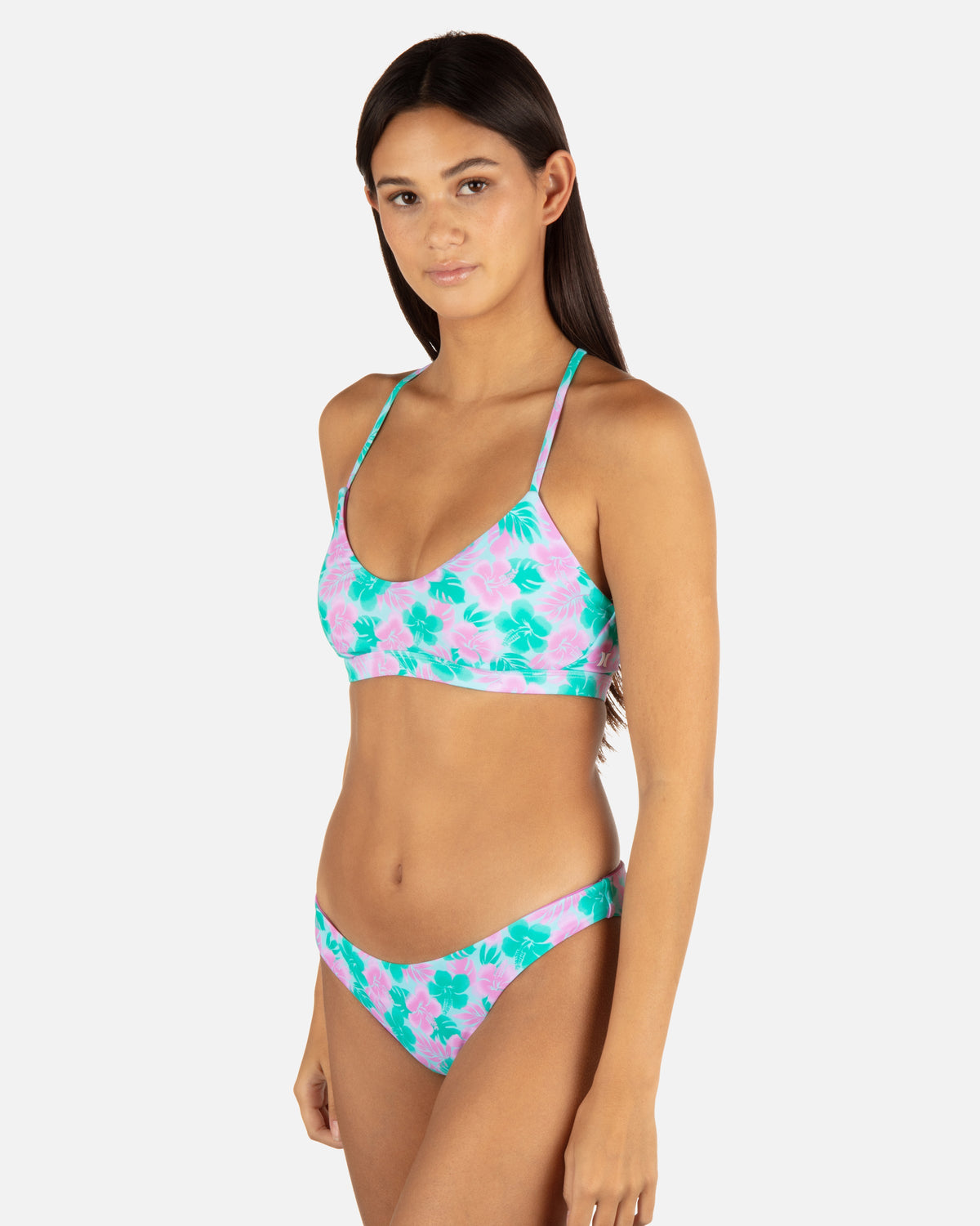 Lani Floral Adjustable Bikini Top in Teal