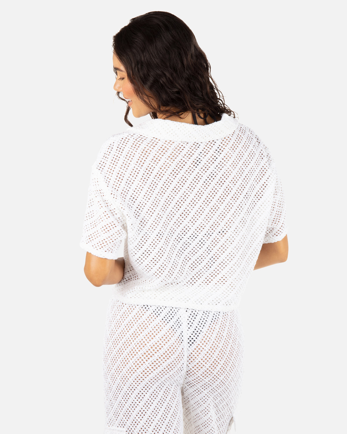 Crochet Camp Shirt in White