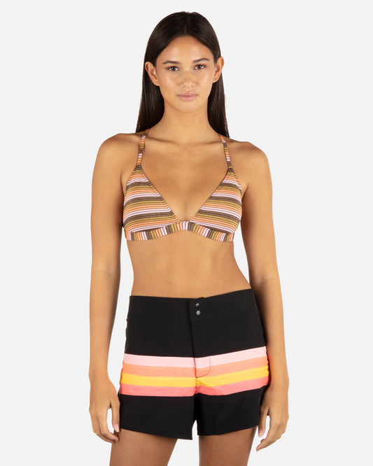 Snap Front Boardshort 3" in Black/Sunrise Pink