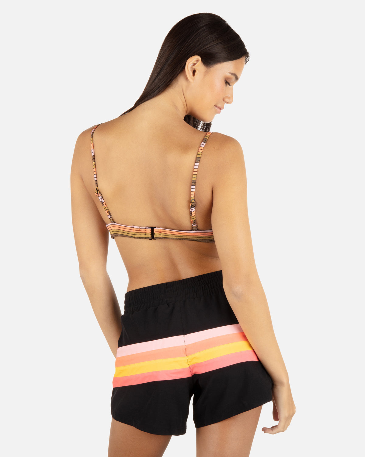 Snap Front Boardshort 3" in Black/Sunrise Pink