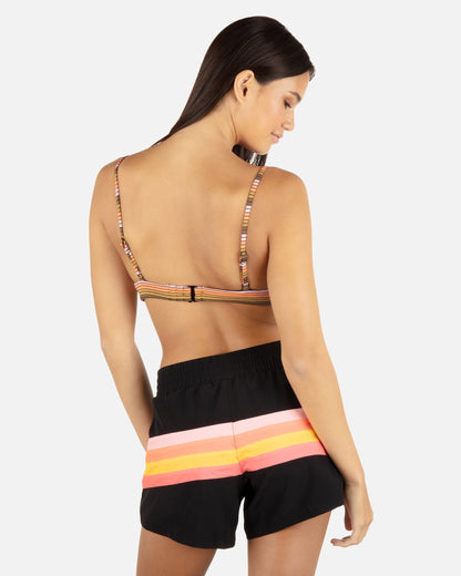 Snap Front Boardshort 3" in Black/Sunrise Pink